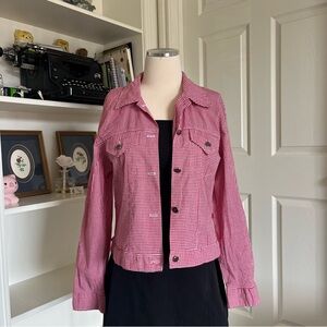 Red Gingham thin jacket/buttom up